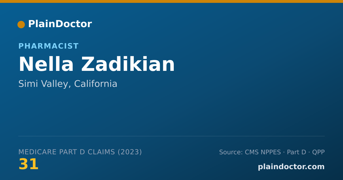Shareable card for Nella Zadikian - Pharmacist, Simi Valley, CA