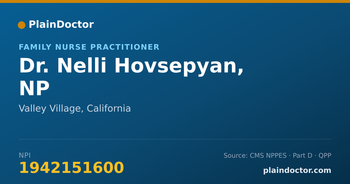 Shareable card for Nelli Hovsepyan, NP - Family Nurse Practitioner, Valley Village, CA