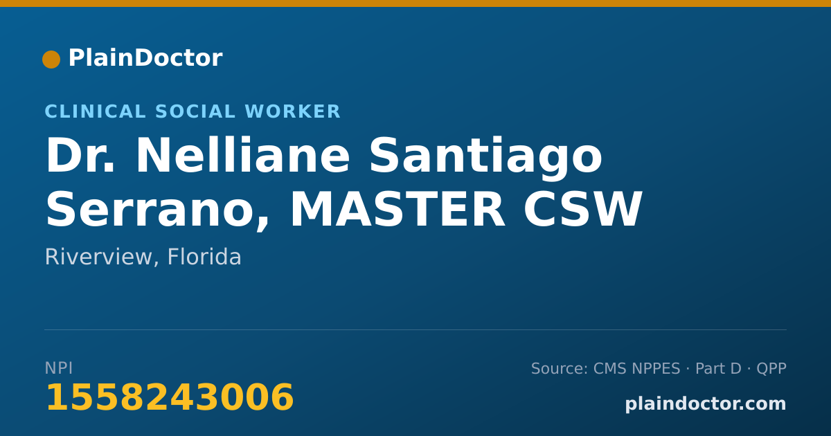 Shareable card for Nelliane Santiago Serrano, MASTER CSW - Clinical Social Worker, Riverview, FL