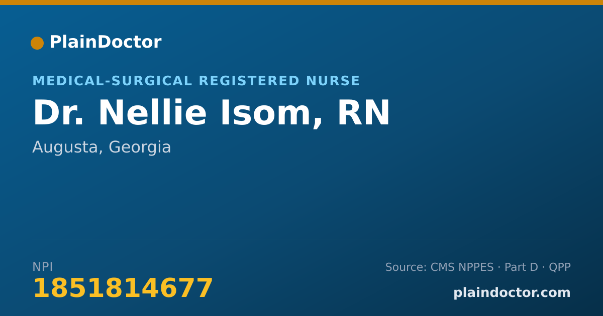 Shareable card for Nellie Isom, RN - Medical-Surgical Registered Nurse, Augusta, GA