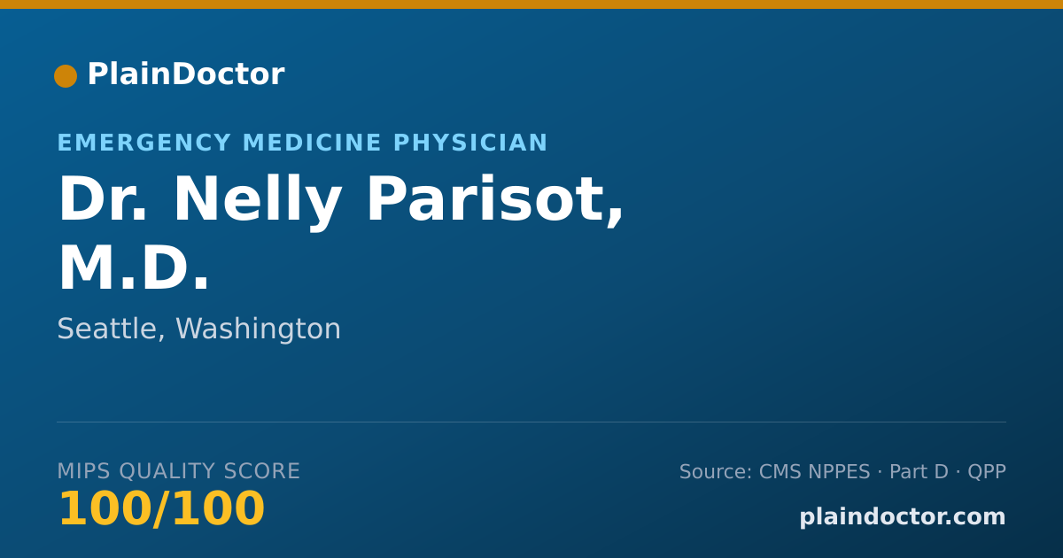 Shareable card for Nelly Parisot, M.D. - Emergency Medicine Physician, Seattle, WA