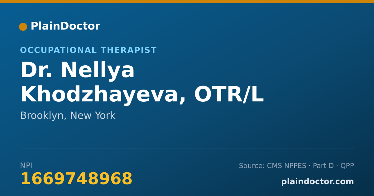 Shareable card for Nellya Khodzhayeva, OTR/L - Occupational Therapist, Brooklyn, NY