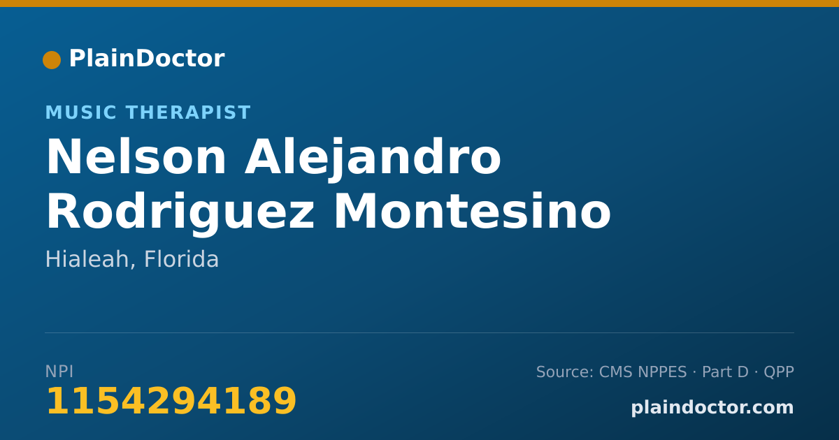 Shareable card for Nelson Alejandro Rodriguez Montesino - Music Therapist, Hialeah, FL