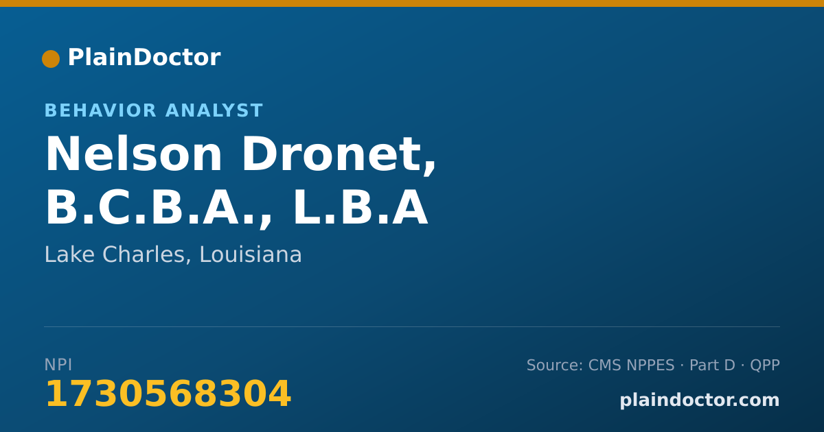 Shareable card for Nelson Dronet, B.C.B.A., L.B.A - Behavior Analyst, Lake Charles, LA