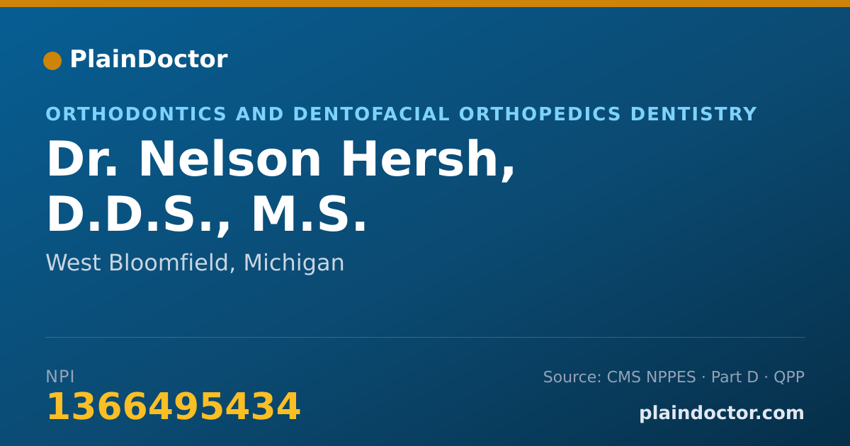 Shareable card for Nelson Hersh, D.D.S., M.S. - Orthodontics and Dentofacial Orthopedics Dentistry, West Bloomfield, MI