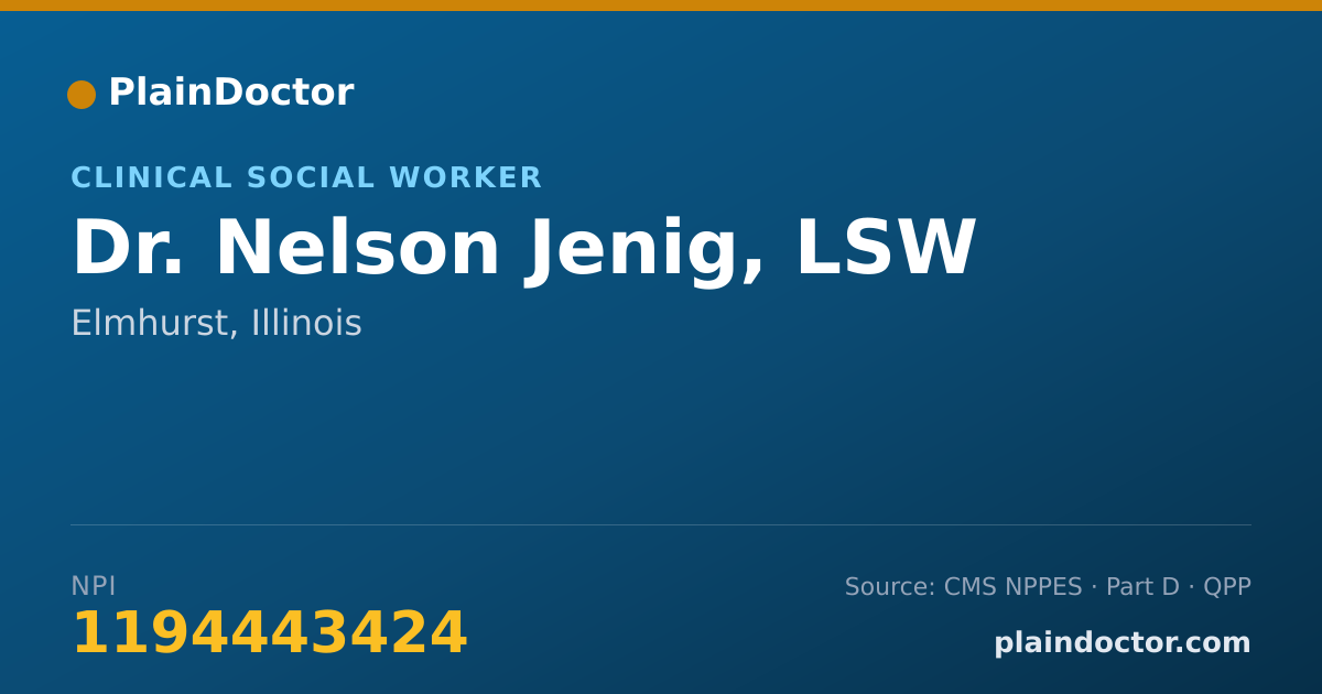 Shareable card for Nelson Jenig, LSW - Clinical Social Worker, Elmhurst, IL
