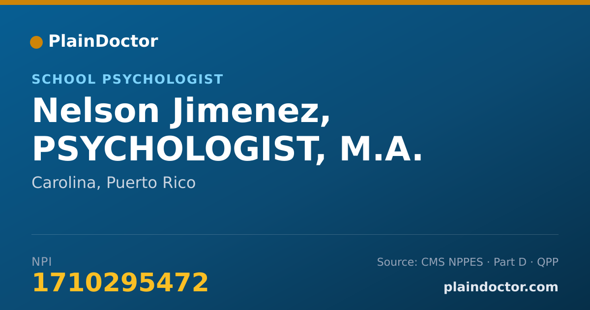 Shareable card for Nelson Jimenez, PSYCHOLOGIST, M.A. - School Psychologist, Carolina, PR