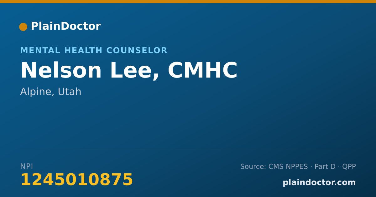 Shareable card for Nelson Lee, CMHC - Mental Health Counselor, Alpine, UT