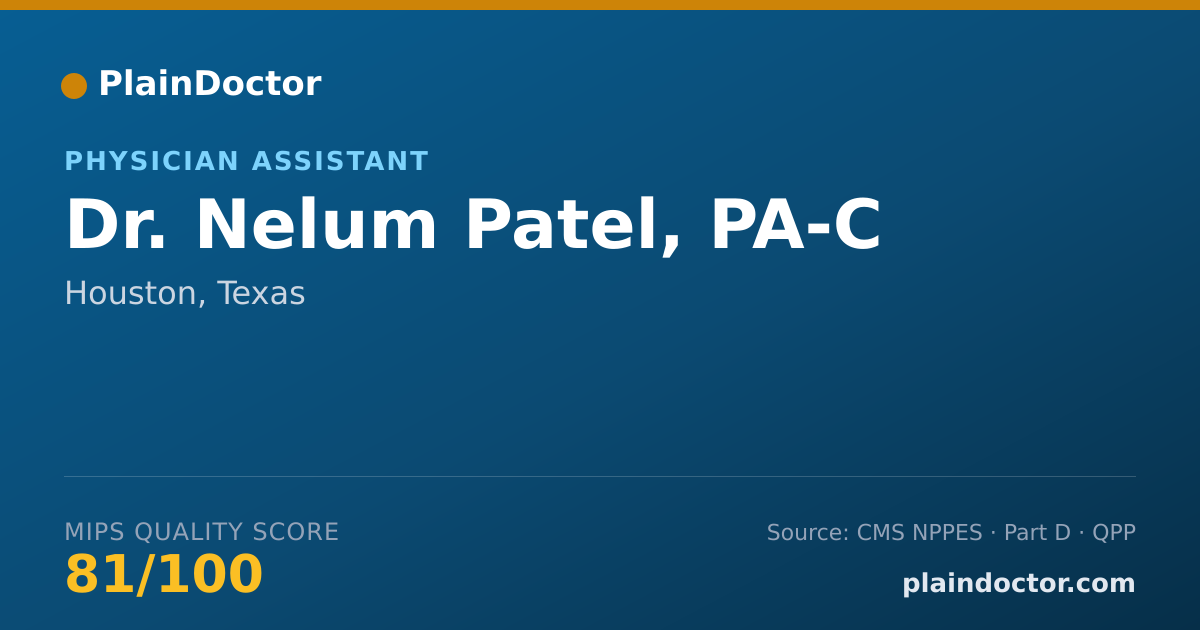 Shareable card for Nelum Patel, PA-C - Physician Assistant, Houston, TX