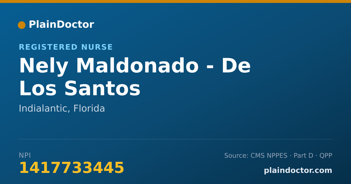 Shareable card for Nely Maldonado - De Los Santos - Registered Nurse, Indialantic, FL