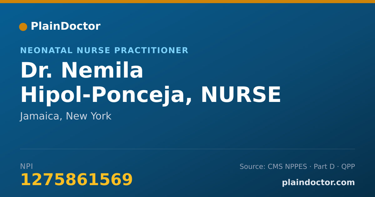 Shareable card for Nemila Hipol-Ponceja, NURSE PRACTITIONER - Neonatal Nurse Practitioner, Jamaica, NY