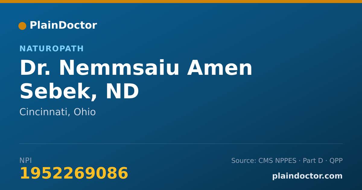 Shareable card for Nemmsaiu Amen Sebek, ND - Naturopath, Cincinnati, OH