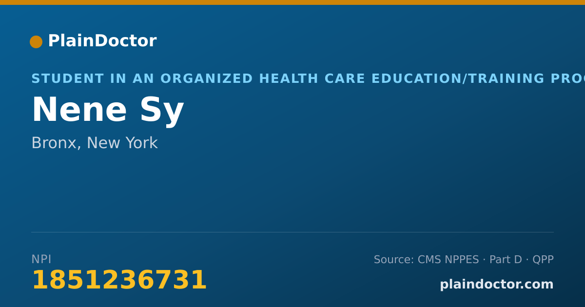 Shareable card for Nene Sy - Student in an Organized Health Care Education/Training Program, Bronx, NY