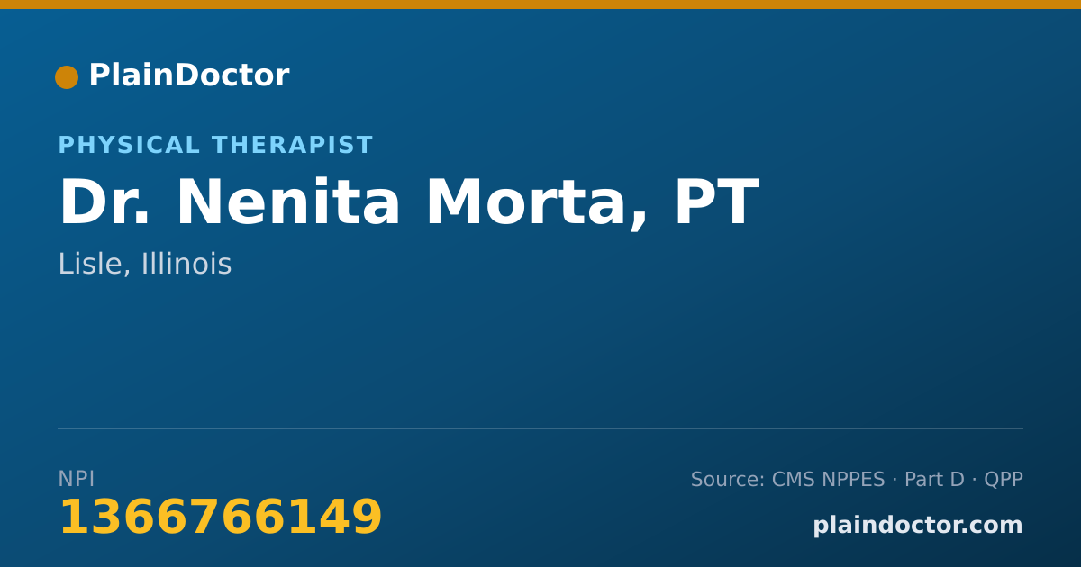 Shareable card for Nenita Morta, PT - Physical Therapist, Lisle, IL
