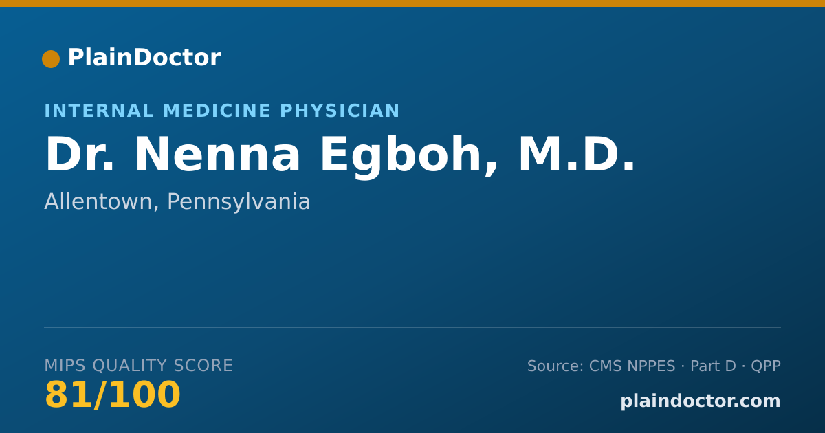 Shareable card for Nenna Egboh, M.D. - Internal Medicine Physician, Allentown, PA
