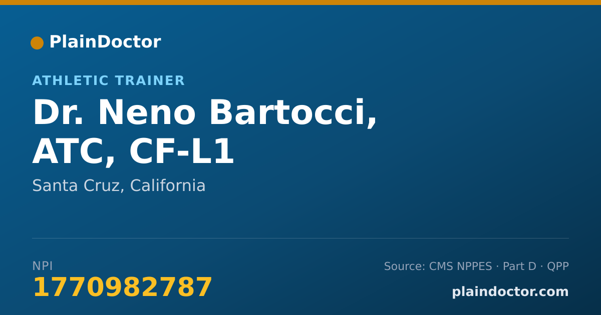 Shareable card for Neno Bartocci, ATC, CF-L1 - Athletic Trainer, Santa Cruz, CA