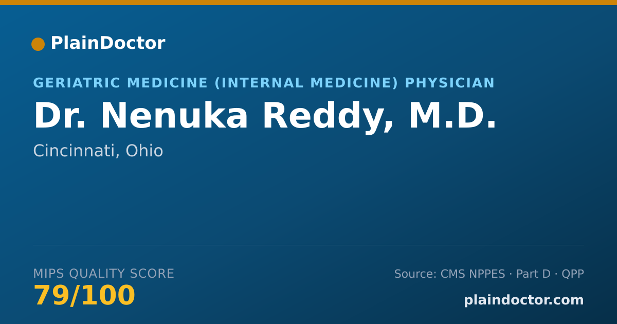 Shareable card for Nenuka Reddy, M.D. - Geriatric Medicine (Internal Medicine) Physician, Cincinnati, OH