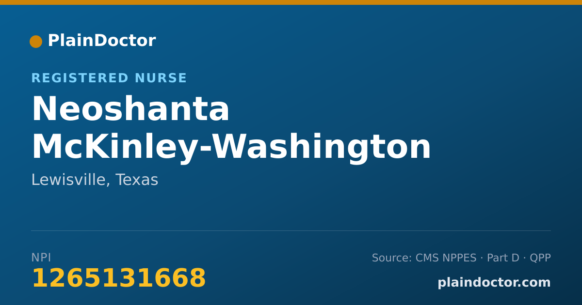 Shareable card for Neoshanta McKinley-Washington - Registered Nurse, Lewisville, TX