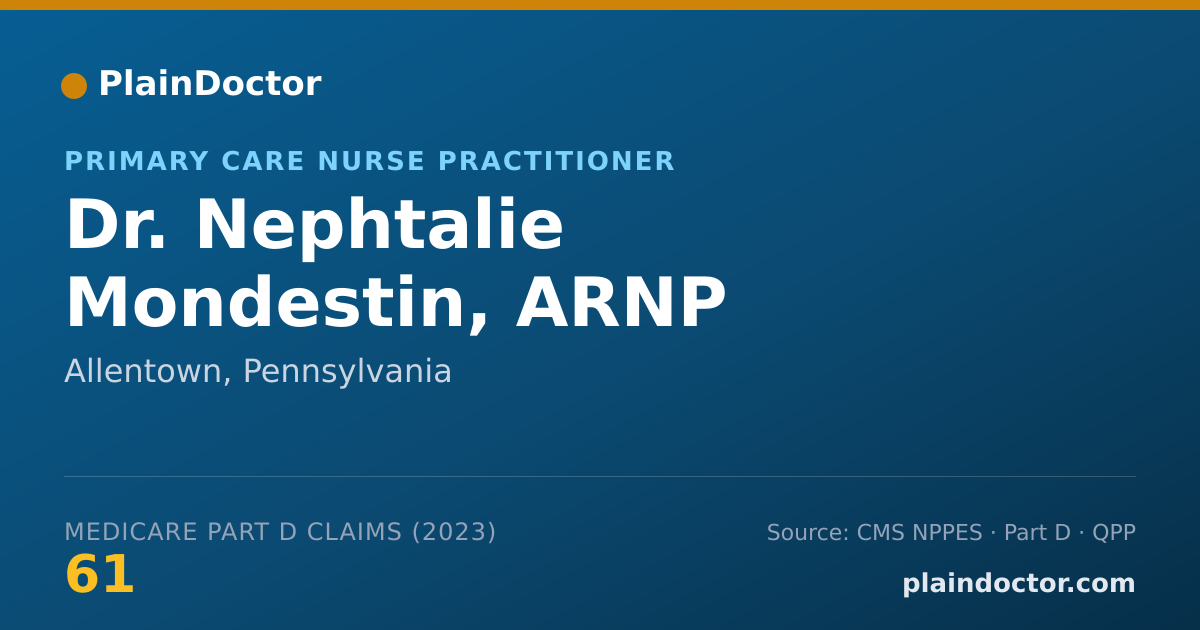 Shareable card for Nephtalie Mondestin, ARNP - Primary Care Nurse Practitioner, Allentown, PA