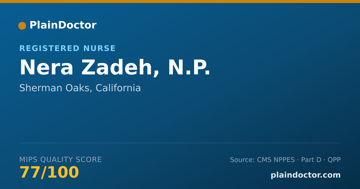 Shareable card for Nera Zadeh, N.P. - Registered Nurse, Sherman Oaks, CA