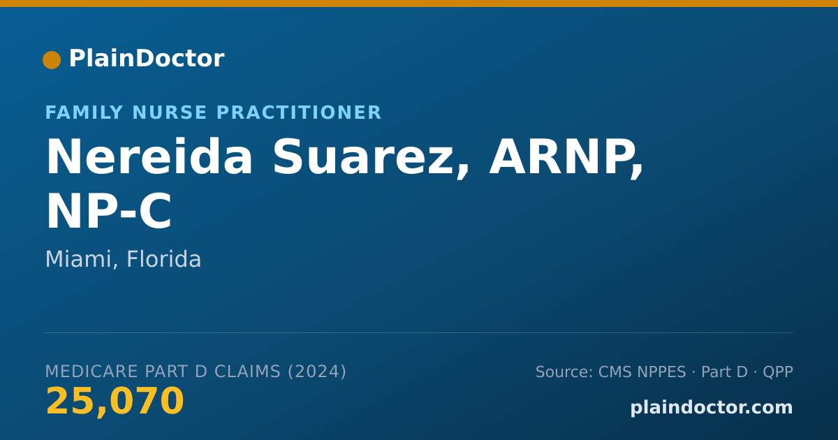 Shareable card for Nereida Suarez, ARNP, NP-C - Family Nurse Practitioner, Miami, FL