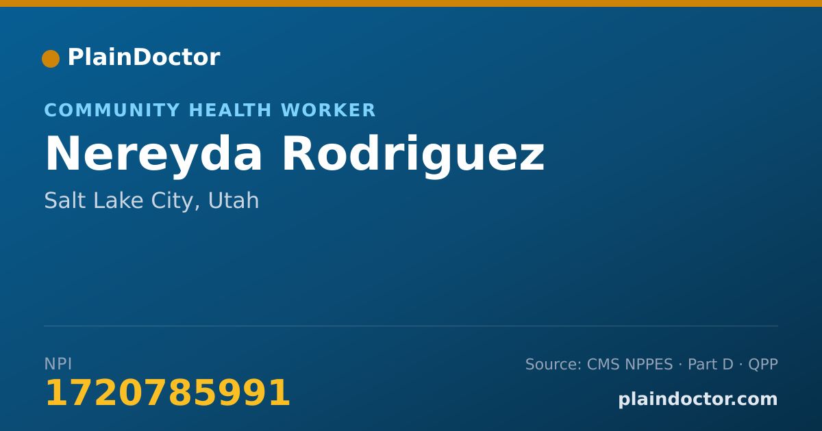 Shareable card for Nereyda Rodriguez - Community Health Worker, Salt Lake City, UT