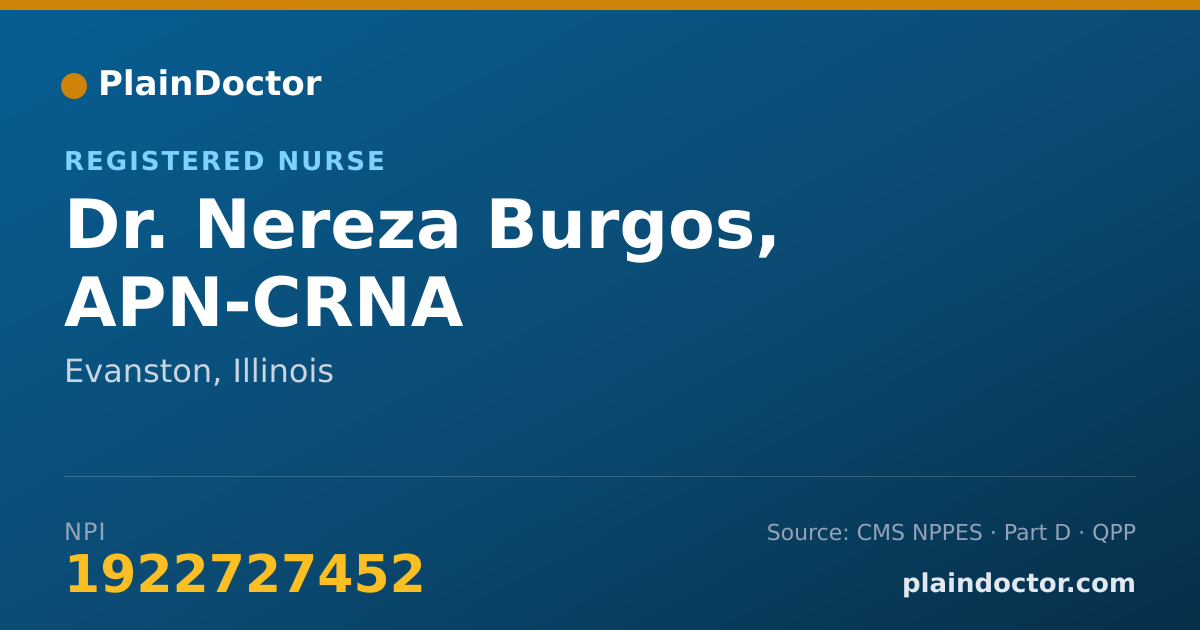 Shareable card for Nereza Burgos, APN-CRNA - Registered Nurse, Evanston, IL