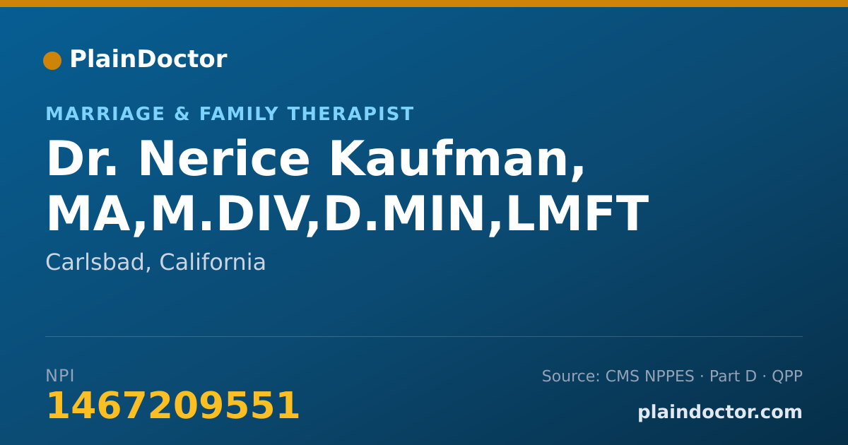Shareable card for Nerice Kaufman, MA,M.DIV,D.MIN,LMFT - Marriage & Family Therapist, Carlsbad, CA