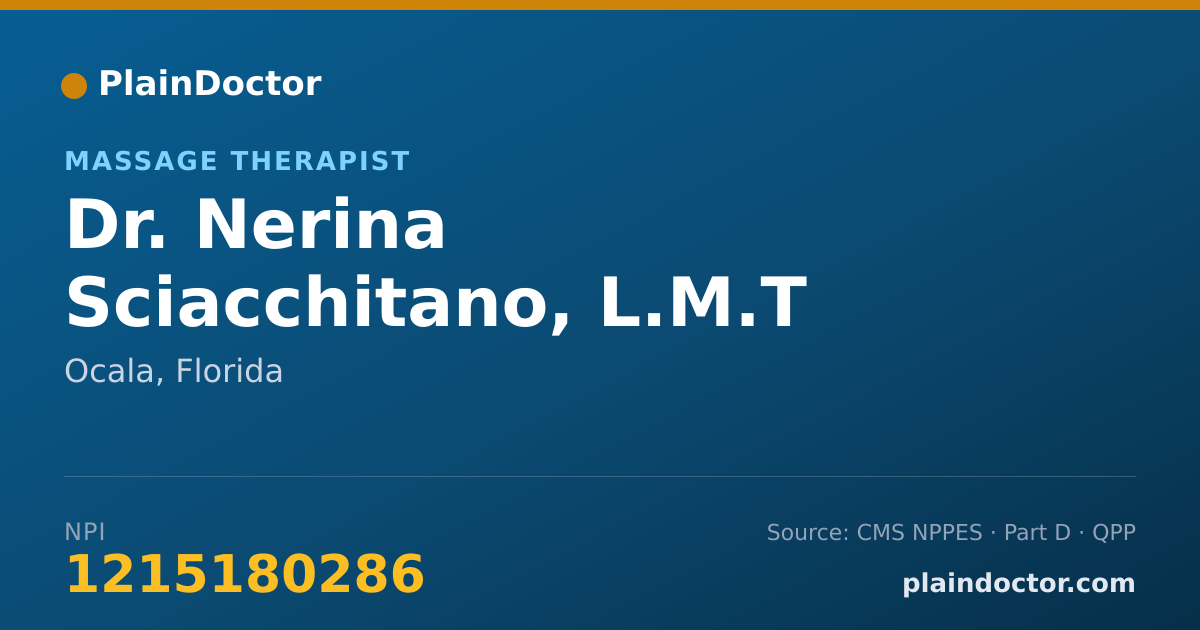Shareable card for Nerina Sciacchitano, L.M.T - Massage Therapist, Ocala, FL