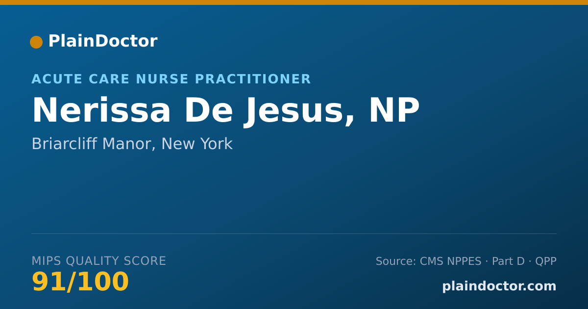 Shareable card for Nerissa De Jesus, NP - Acute Care Nurse Practitioner, Briarcliff Manor, NY