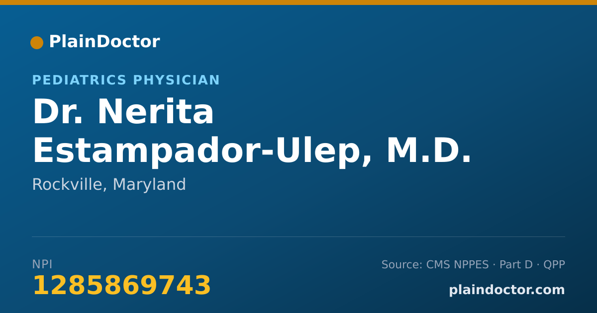 Shareable card for Nerita Estampador-Ulep, M.D. - Pediatrics Physician, Rockville, MD