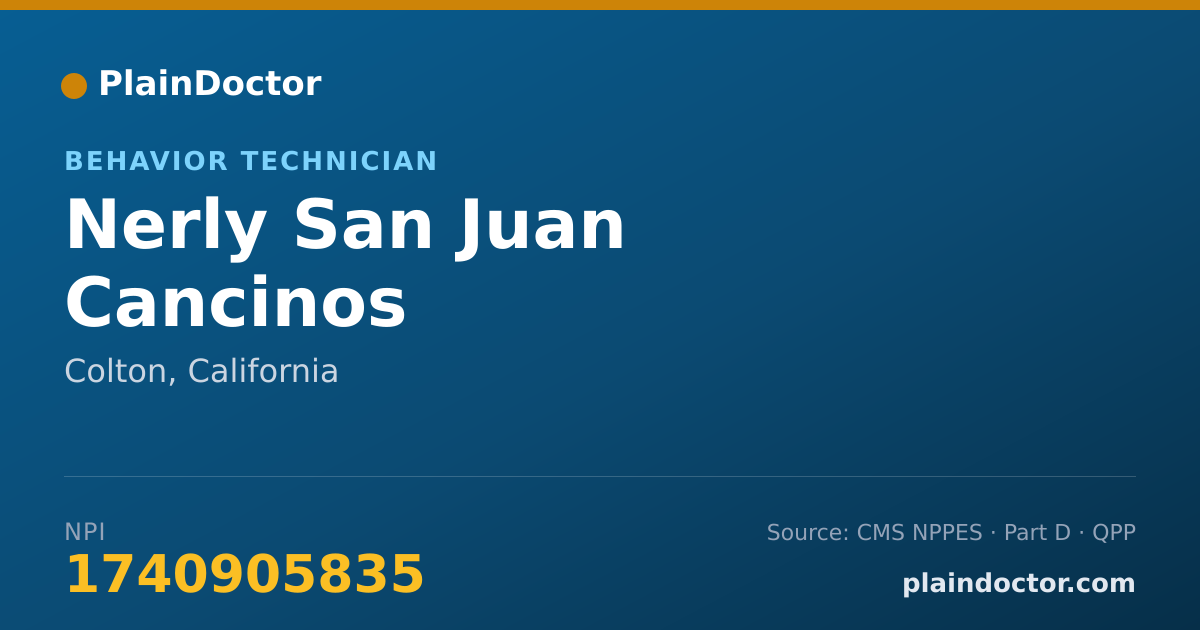 Shareable card for Nerly San Juan Cancinos - Behavior Technician, Colton, CA