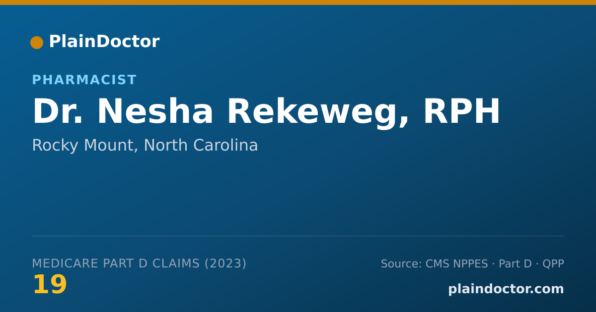 Shareable card for Nesha Rekeweg, RPH - Pharmacist, Rocky Mount, NC