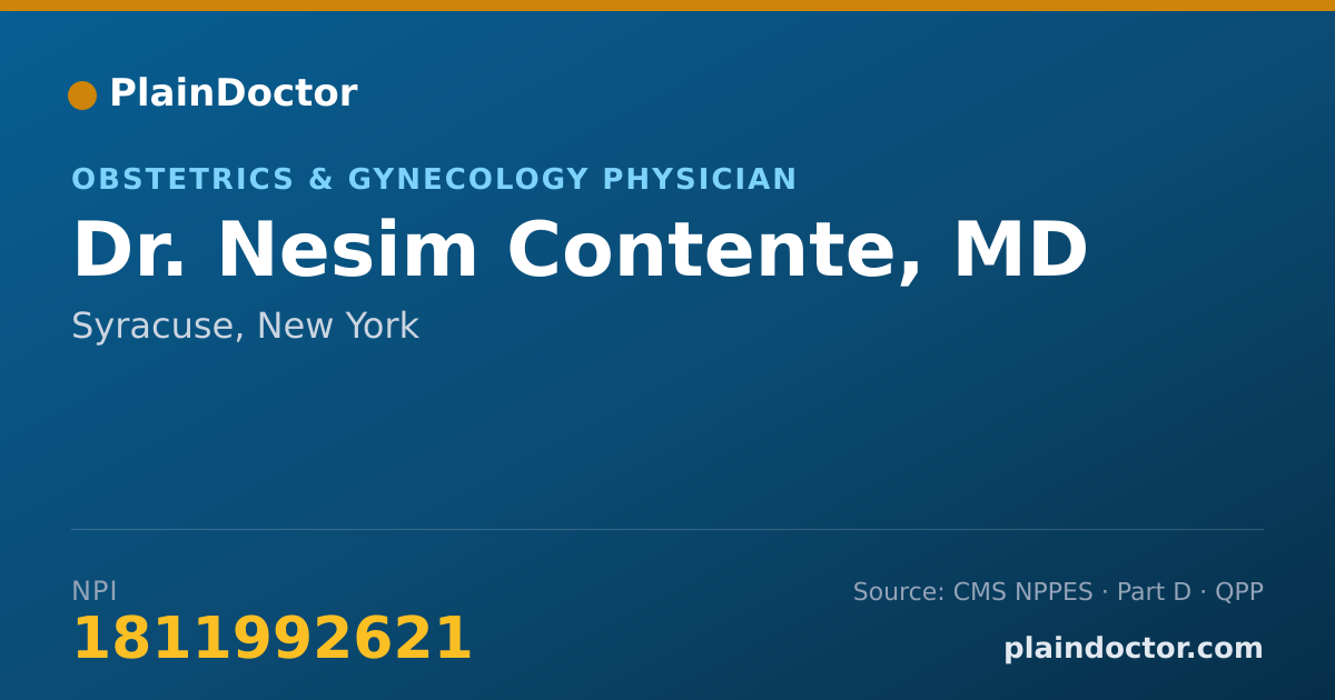 Shareable card for Nesim Contente, MD - Obstetrics & Gynecology Physician, Syracuse, NY