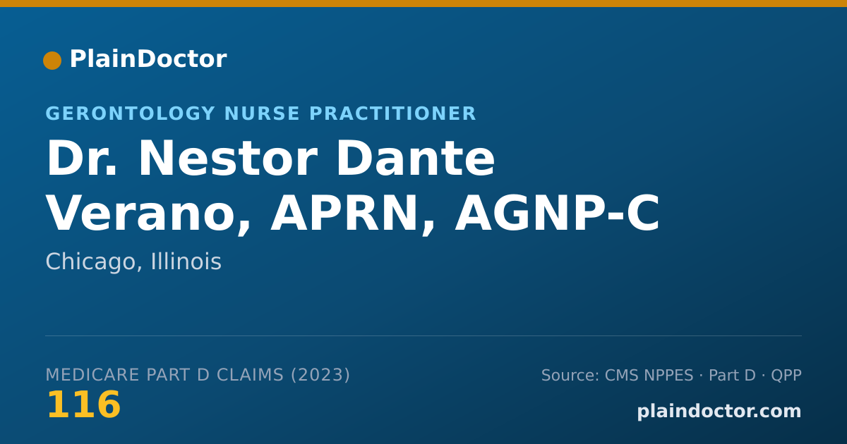 Shareable card for Nestor Dante Verano, APRN, AGNP-C - Gerontology Nurse Practitioner, Chicago, IL