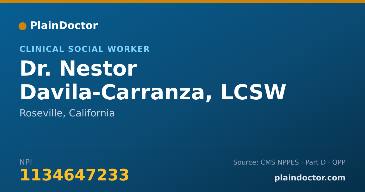 Shareable card for Nestor Davila-Carranza, LCSW - Clinical Social Worker, Roseville, CA