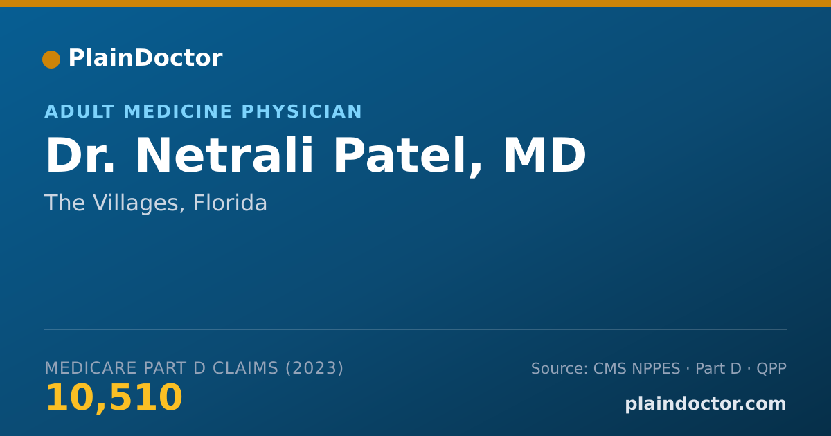 Shareable card for Netrali Patel, MD - Adult Medicine Physician, The Villages, FL