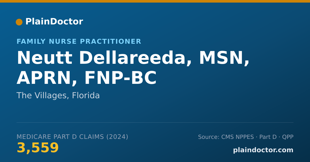 Shareable card for Neutt Dellareeda, MSN, APRN, FNP-BC - Family Nurse Practitioner, The Villages, FL