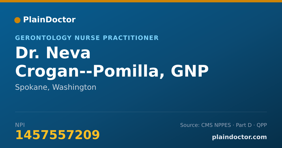 Shareable card for Neva Crogan--Pomilla, GNP - Gerontology Nurse Practitioner, Spokane, WA
