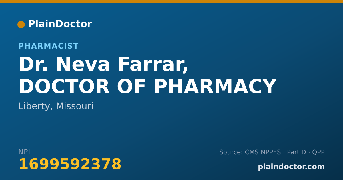 Shareable card for Neva Farrar, DOCTOR OF PHARMACY - Pharmacist, Liberty, MO