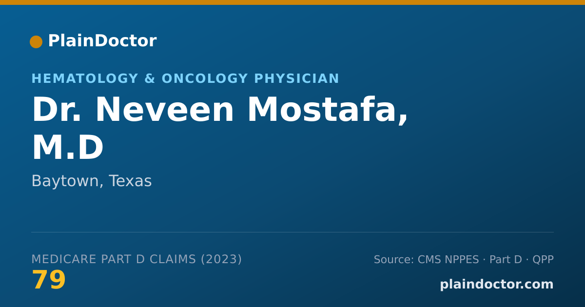 Shareable card for Neveen Mostafa, M.D - Hematology & Oncology Physician, Baytown, TX
