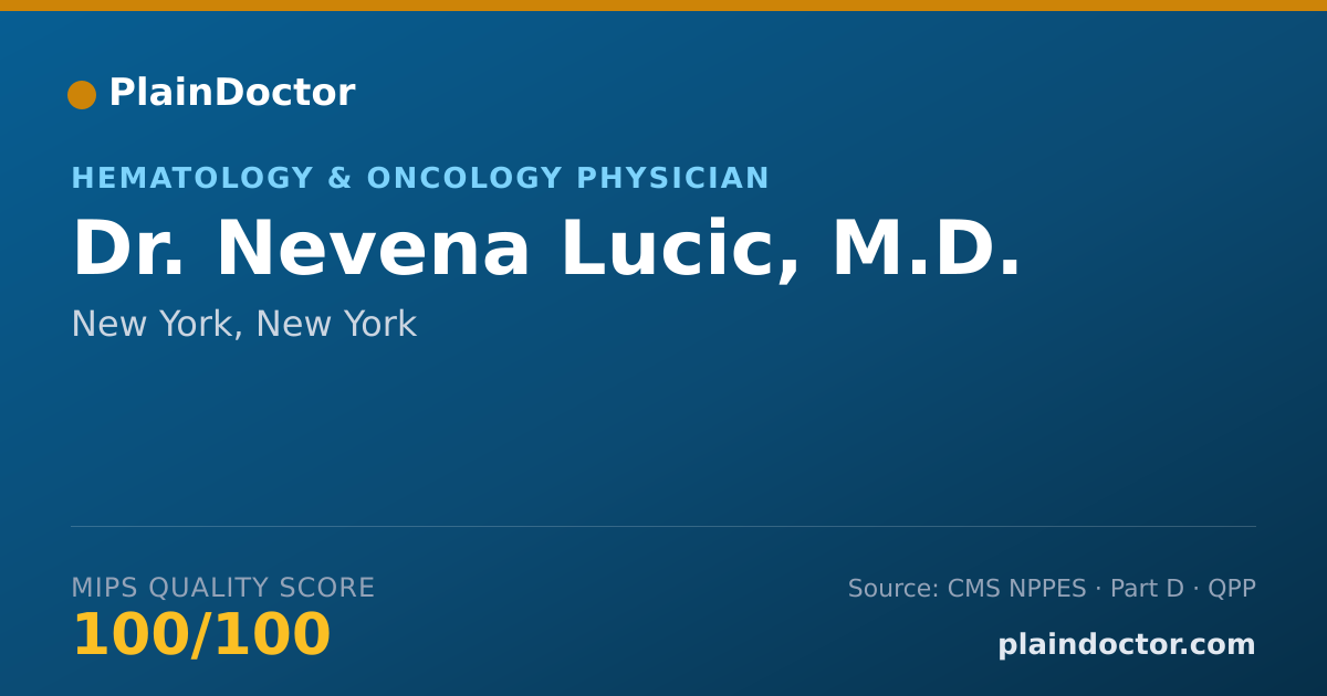 Shareable card for Nevena Lucic, M.D. - Hematology & Oncology Physician, New York, NY