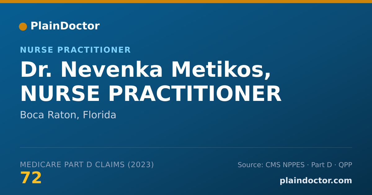 Shareable card for Nevenka Metikos, NURSE PRACTITIONER - Nurse Practitioner, Boca Raton, FL