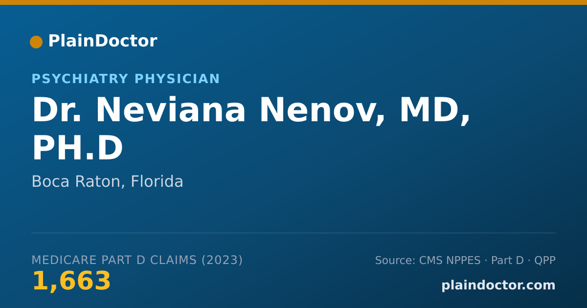 Shareable card for Neviana Nenov, MD, PH.D - Psychiatry Physician, Boca Raton, FL