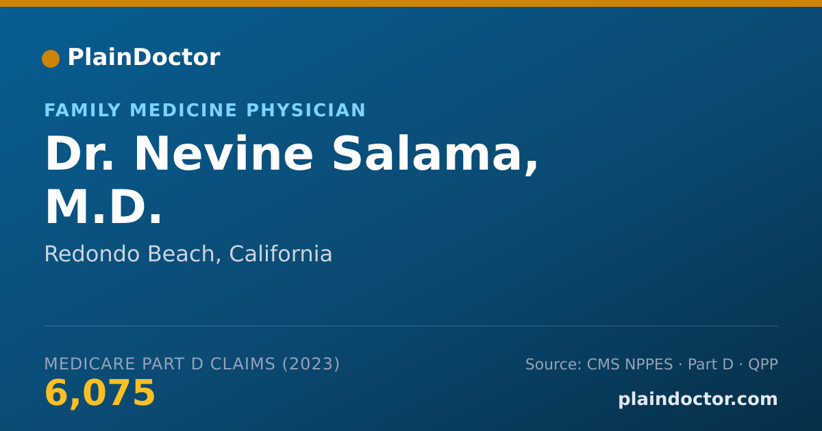 Shareable card for Nevine Salama, M.D. - Family Medicine Physician, Redondo Beach, CA