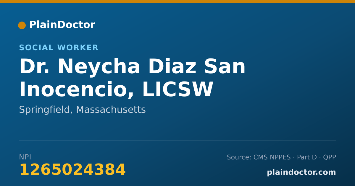 Shareable card for Neycha Diaz San Inocencio, LICSW - Social Worker, Springfield, MA