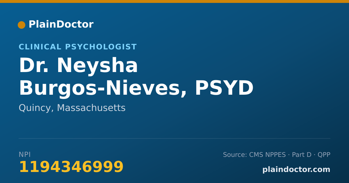 Shareable card for Neysha Burgos-Nieves, PSYD - Clinical Psychologist, Quincy, MA