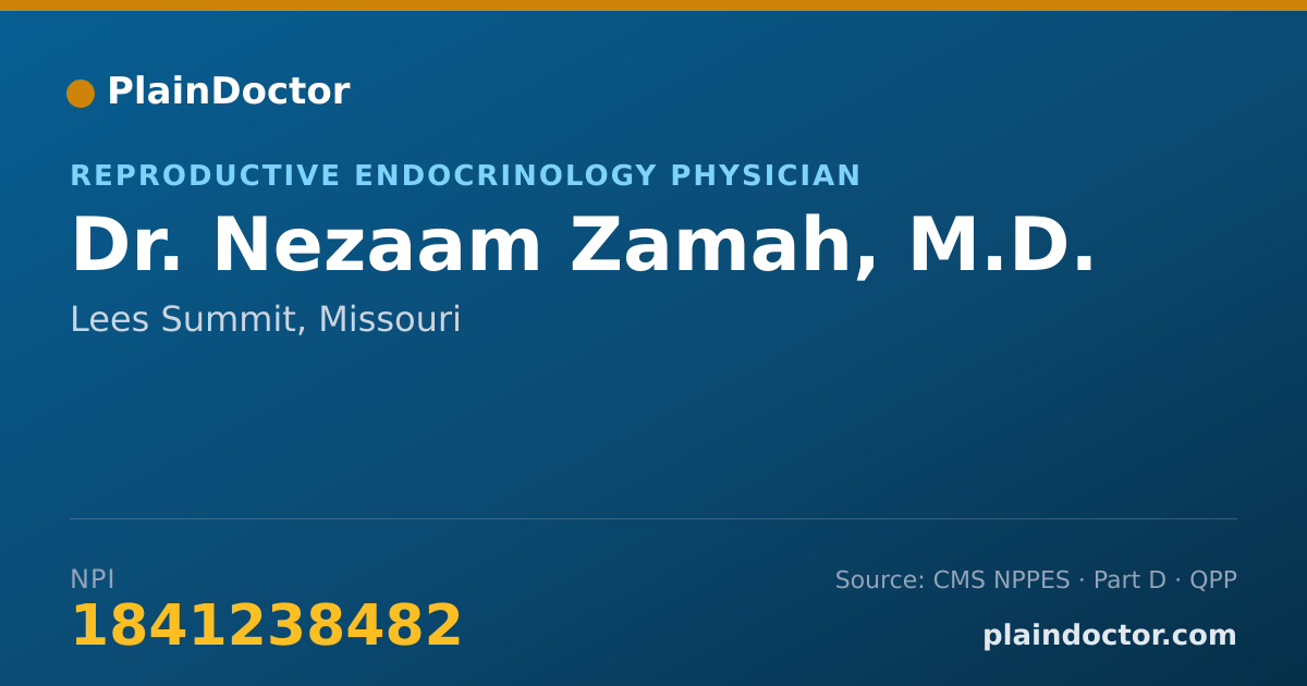 Shareable card for Nezaam Zamah, M.D. - Reproductive Endocrinology Physician, Lees Summit, MO
