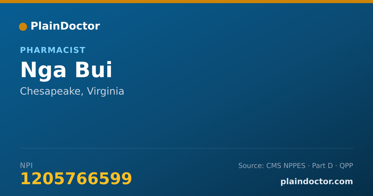 Shareable card for Nga Bui - Pharmacist, Chesapeake, VA