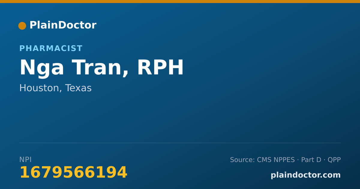 Shareable card for Nga Tran, RPH - Pharmacist, Houston, TX